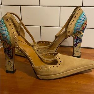 Gianni Versace Embroidered Suede Heels 39
